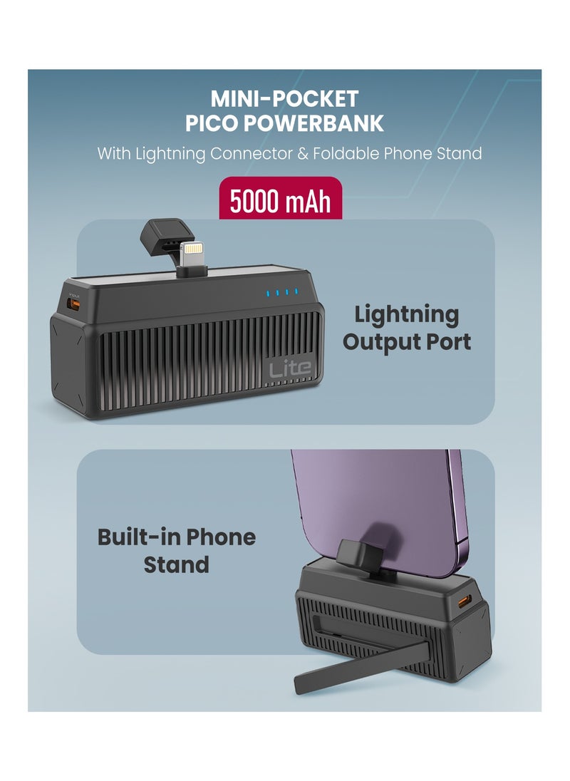 Moxedo Moxedo Lite Mini-Pocket Power Bank 20W Fast Charging Power Delivery with Lightning Connector and Foldable Phone Stand Compatible for iPhone 14/13 Pro ,12/12 Pro, XR, X, Air pods Pro  - Image 4