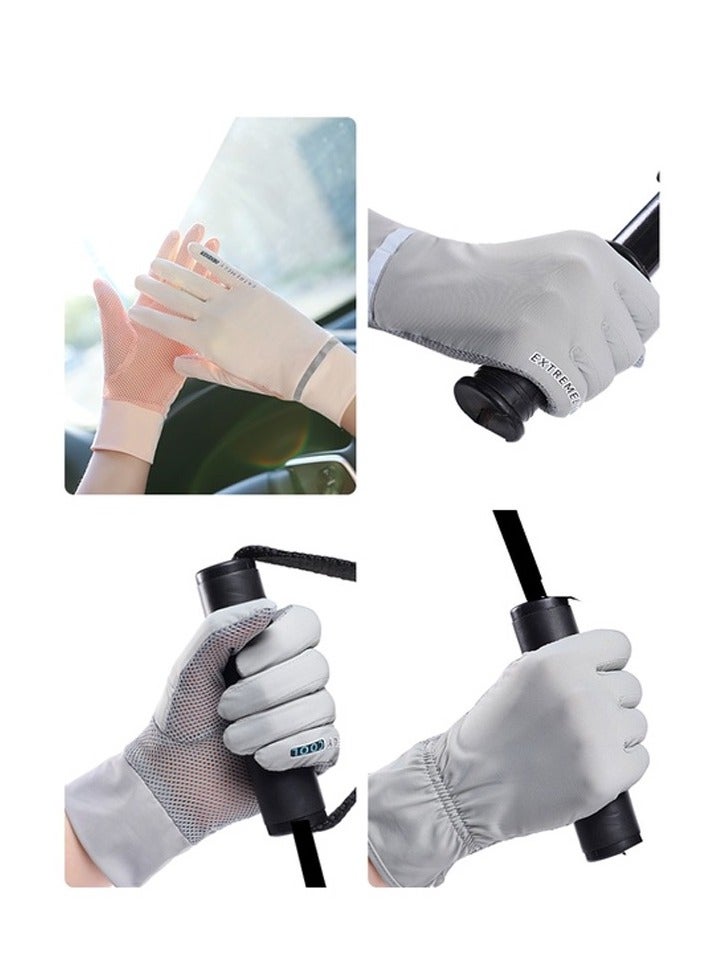 Sun protection gloves for driving, women's outdoor sunshade, sports and cycling, spring and summer touch screen, anti-skating, thin, ice-feeling gloves - Image 4