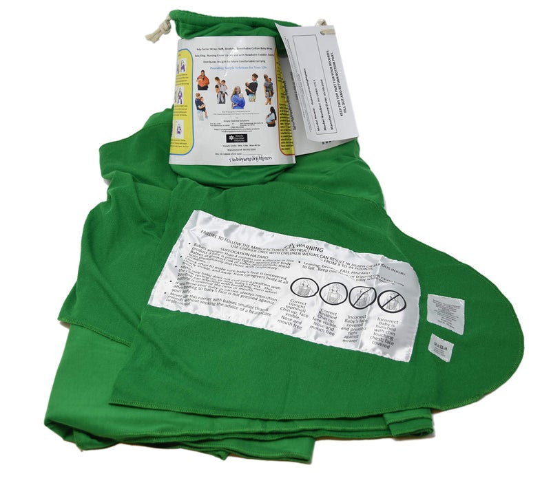 Simply Essential Solutions حمالة أطفال ناعمة ومرنة، قماش قطن، حمالة أطفال، غطاء للرضاعة للاستخدام مع حديثي الولادة - الأطفال الصغار: توزع الوزن بالتساوي لراحة أكبر أثناء الحمل (أخضر زاهي) - Image 3