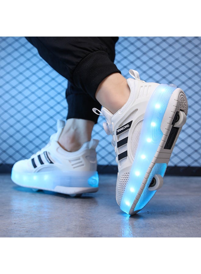 حذاء تزلج بعجلات 4 للصغار - حذاء رياضي بإضاءة LED قابل لإعادة الشحن - Image 1