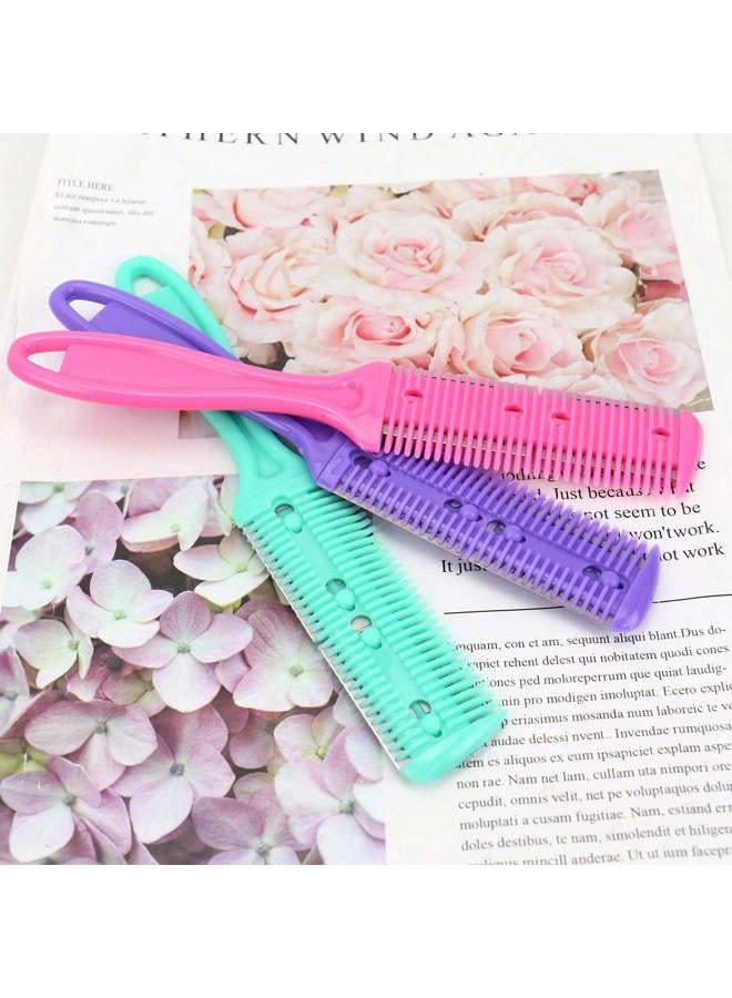 AKIRO Professional 3 Pcs Double Edge Razor Blades, Trimmer Razor Dual Side Cutting Scissors DIY Hair Thinning Comb Slim Haircuts Cutting Tool - Image 3