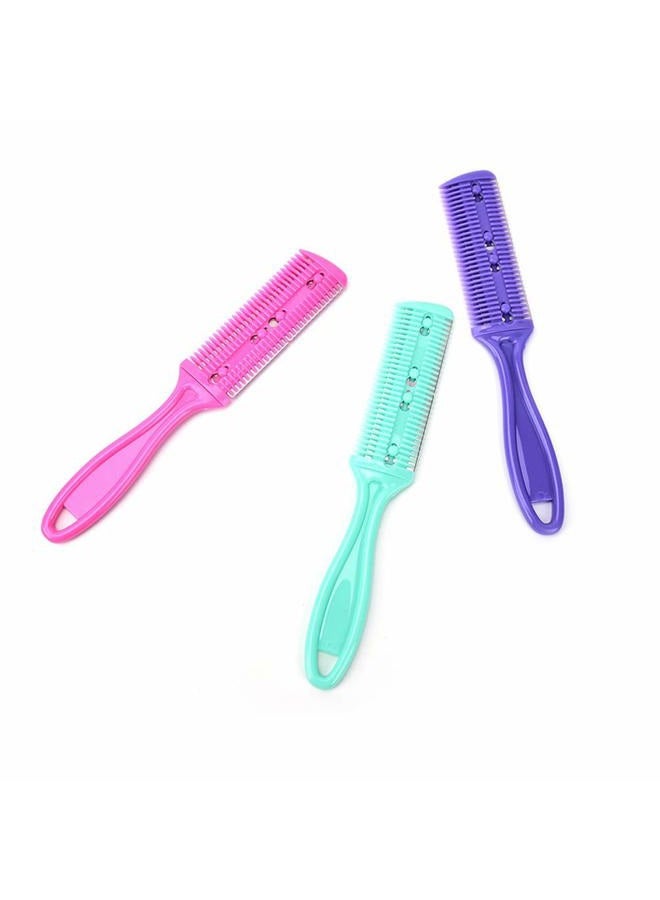 AKIRO Professional 3 Pcs Double Edge Razor Blades, Trimmer Razor Dual Side Cutting Scissors DIY Hair Thinning Comb Slim Haircuts Cutting Tool - Image 2