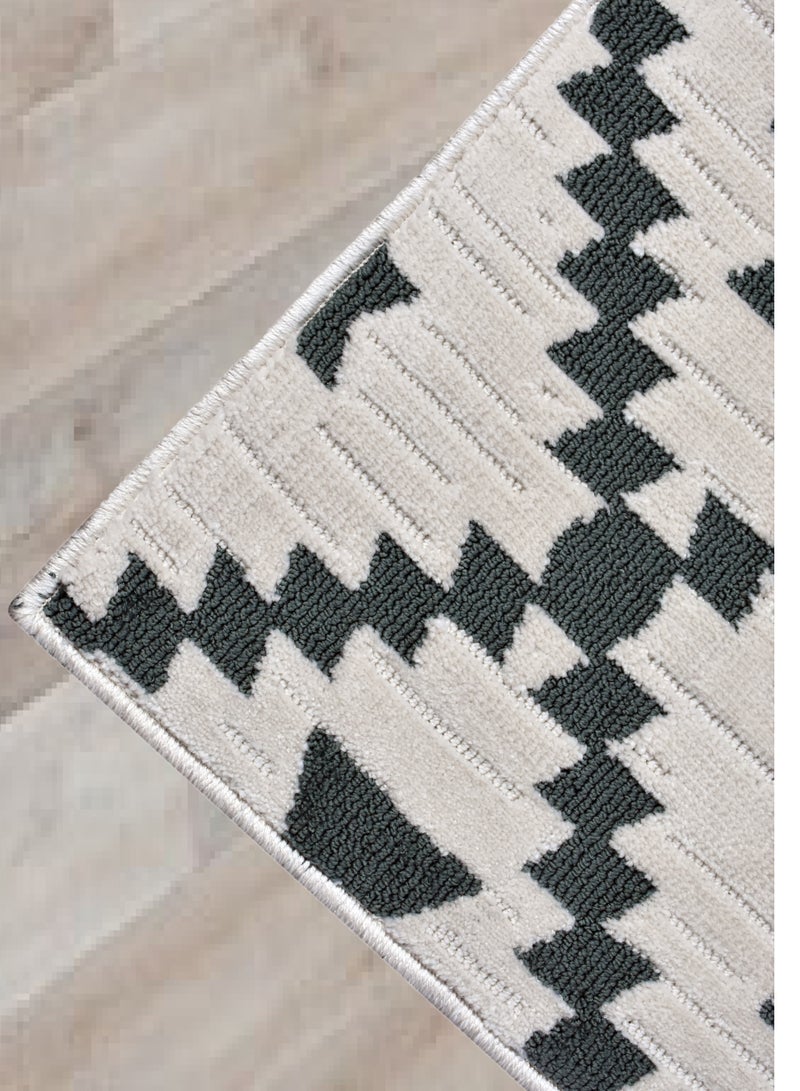 سجادة هندية سميكة مضادة للانزلاق مصنوعة آليًا من إيكاري - عاجي - حكيم - 190 × 290 سم - Image 2