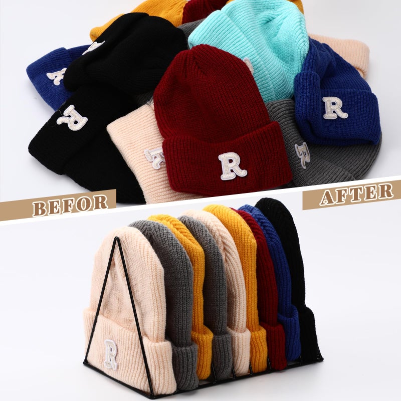 Kathfly 2 Pcs Beanie Organizer Holder Metal Hat Display Rack Beanie Storage Hat Display Stand for Winter Cap Entryway Tabletop Bedroom Closet Dresser Room Office(Black) - Image 2
