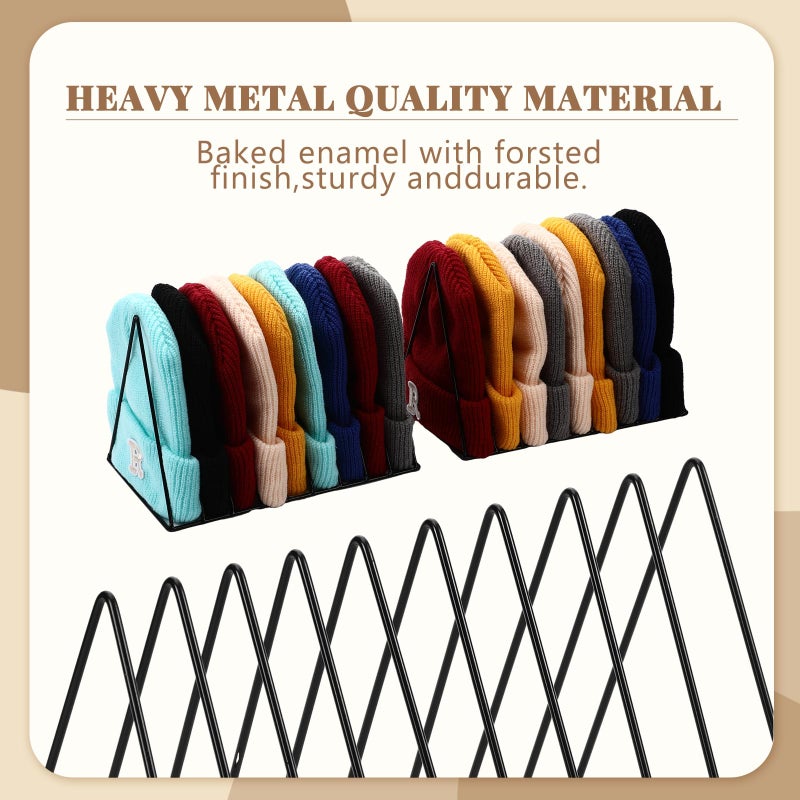 Kathfly 2 Pcs Beanie Organizer Holder Metal Hat Display Rack Beanie Storage Hat Display Stand for Winter Cap Entryway Tabletop Bedroom Closet Dresser Room Office(Black) - Image 4