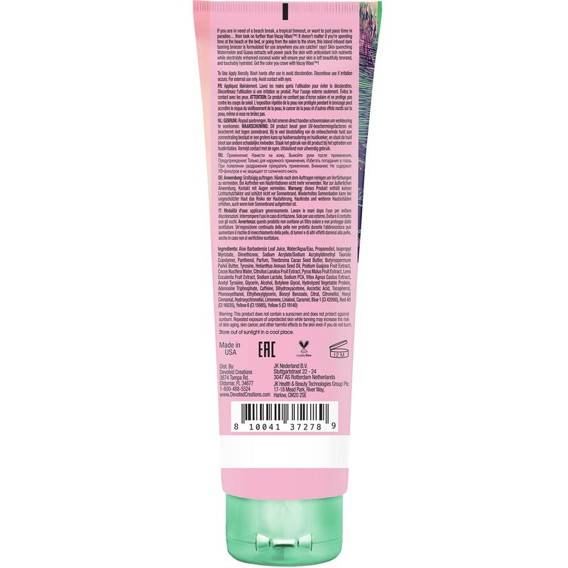 Devoted Creations Vacay Vibes Tanning Lotion â€“ Indoor/Outdoor Tropical Bronzing Cocktail Infused with Skin Quenching Watermelon and Guava Extracts, plus Electrolyte Enhanced Coconut Water â€“ 8.5 oz. - Image 2