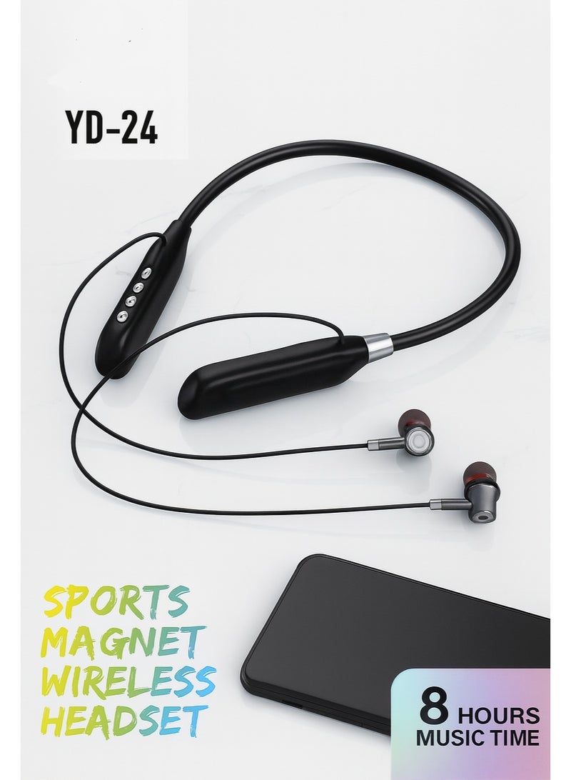 Jnuobi Magnetic Sports Bluetooth Neckband Headset with HiFi Sound, Active Noise Cancellation and 48-Hour Battery – Model YD-24 - Image 2