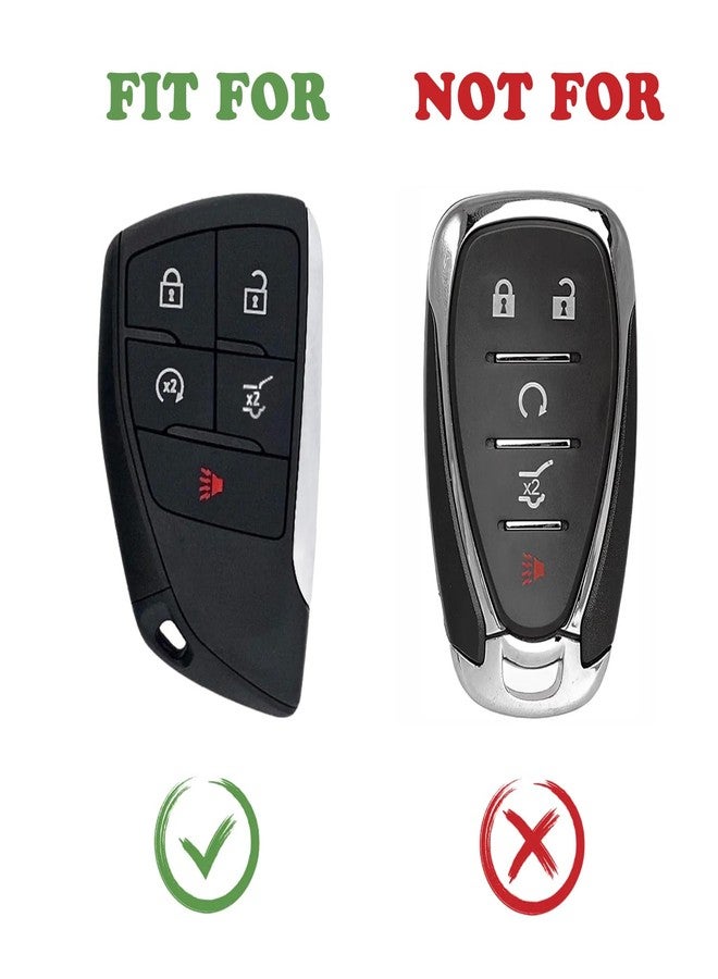 TANDRIVE Key Fob Cover for 2025 2024 Chevy Equinox Traverse Blazer EV GMC Acadia Terrain and 2025-2021 Buick Envision, 5 Button, Silicone, 2-Pack, Red Button, Black - Image 2