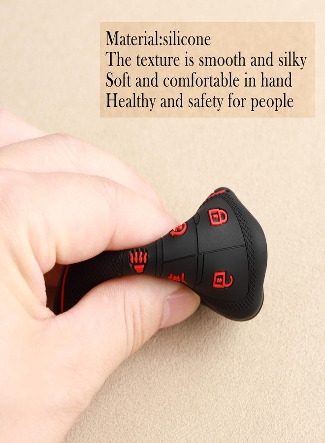 TANDRIVE Key Fob Cover for 2025 2024 Chevy Equinox Traverse Blazer EV GMC Acadia Terrain and 2025-2021 Buick Envision, 5 Button, Silicone, 2-Pack, Red Button, Black - Image 5