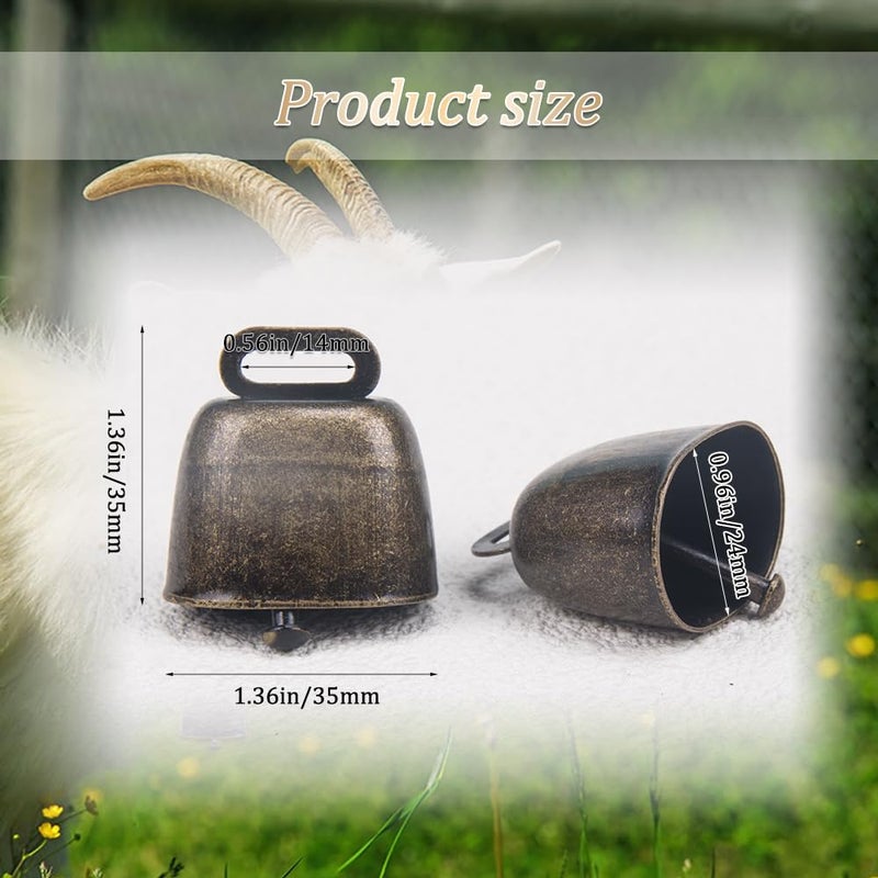 KOOBOOK 2Pcs Cow Horse Sheep Grazing Copper Bells Cattle Farm Animal Copper Loud Bronze Bell (Small) - Image 3