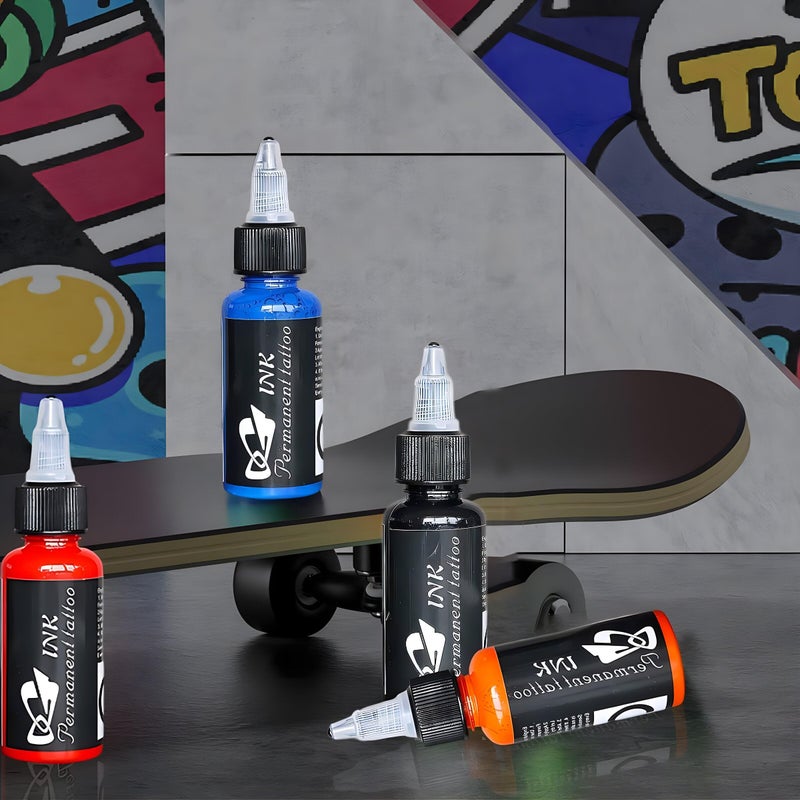 BAODELI طقم وشم 14 قطعة حبر وشم 14 لون مجموعة 1 أونصة 30 مل/زجاجة طقم ألوان حبر للماكياج ثلاثي الأبعاد فن الجسم الجمالي - Image 5