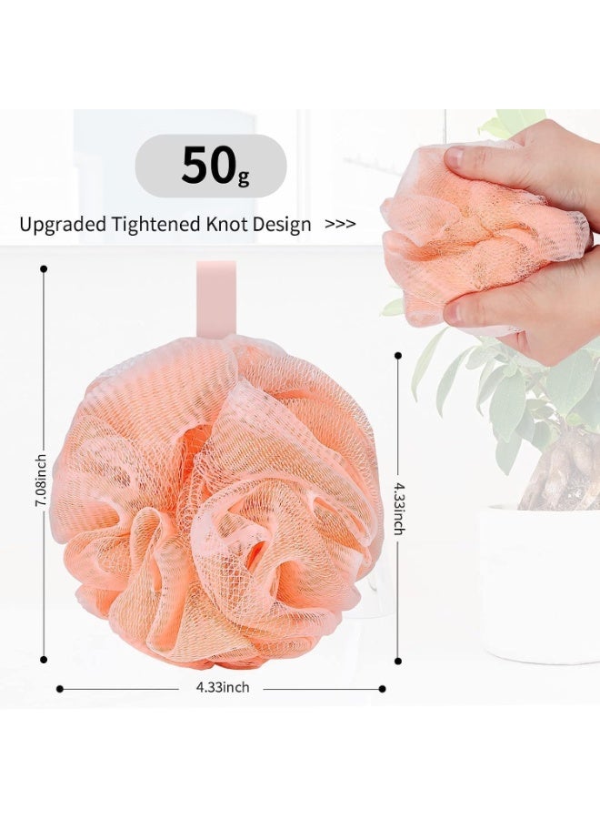 4 Pcs Bath Loofah Sponge, Body Scrubber Shower Sponge, Exfoliating Mesh Pouf Shower Ball, Ease to Use and Storage, Save More Shower Gel, Bath Sponges for Women and Men, 4 Colors - Image 2