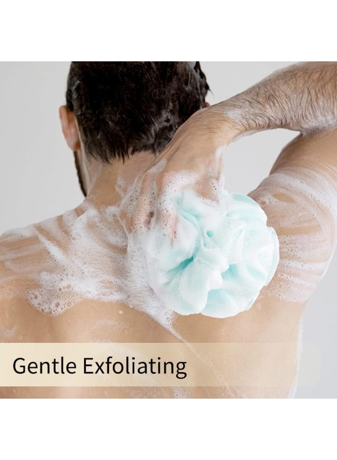 4 Pcs Bath Loofah Sponge, Body Scrubber Shower Sponge, Exfoliating Mesh Pouf Shower Ball, Ease to Use and Storage, Save More Shower Gel, Bath Sponges for Women and Men, 4 Colors - Image 3