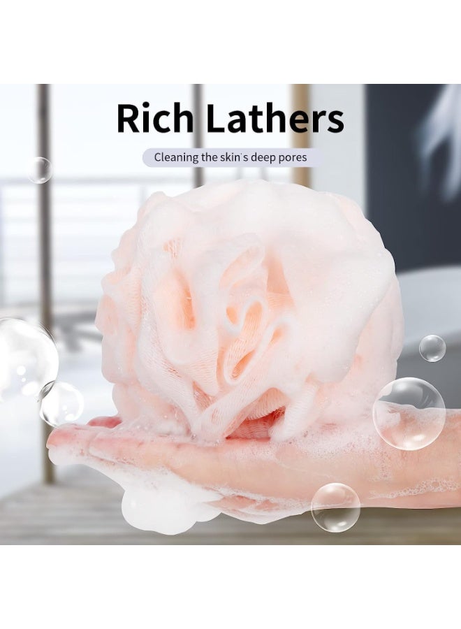 4 Pcs Bath Loofah Sponge, Body Scrubber Shower Sponge, Exfoliating Mesh Pouf Shower Ball, Ease to Use and Storage, Save More Shower Gel, Bath Sponges for Women and Men, 4 Colors - Image 4