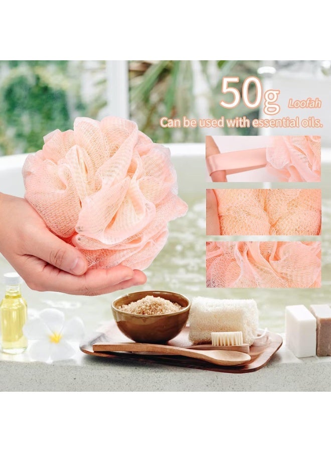 4 Pcs Bath Loofah Sponge, Body Scrubber Shower Sponge, Exfoliating Mesh Pouf Shower Ball, Ease to Use and Storage, Save More Shower Gel, Bath Sponges for Women and Men, 4 Colors - Image 5