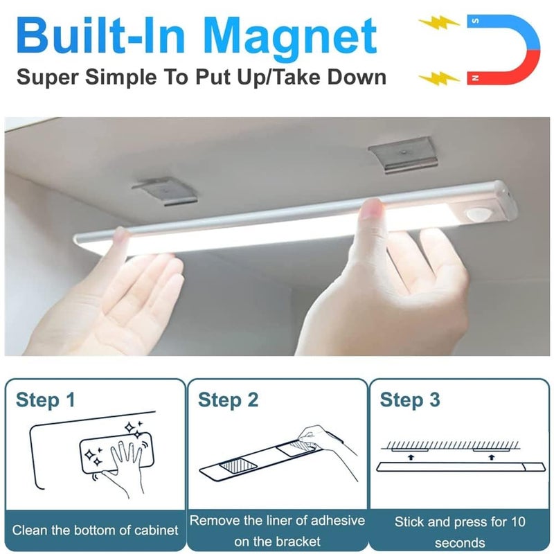 MVM Enterprise LED Motion Sensor Light Under Cabinets Light Rechargeable Closet Light Magnetic Wireless Cabinet Light Battery Closet Lights for Kitchen Bedroom 1 Packs - Image 5