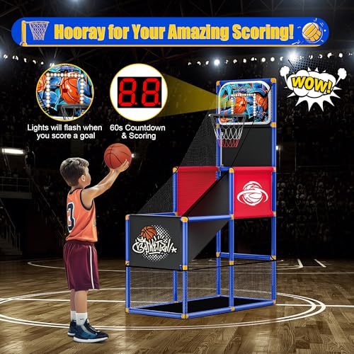 flybakiz Kids Arcade Basketball Hoop Indoor Outdoor Single Shot Basketball Game for ToddlerCarnival Games Sport Gifts for Boys Girls Ages 38 Years OldIdeal for Competition Arcade Hoop with Scoring Modes - Image 5