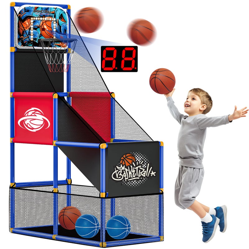 flybakiz Kids Arcade Basketball Hoop Indoor Outdoor Single Shot Basketball Game for ToddlerCarnival Games Sport Gifts for Boys Girls Ages 38 Years OldIdeal for Competition Arcade Hoop with Scoring Modes - Image 2