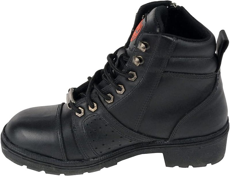 Milwaukee Leather Women's Black Leather Lace-Up Motorcycle Rider Boots with Side Zipper MBL9300-6 - Image 3