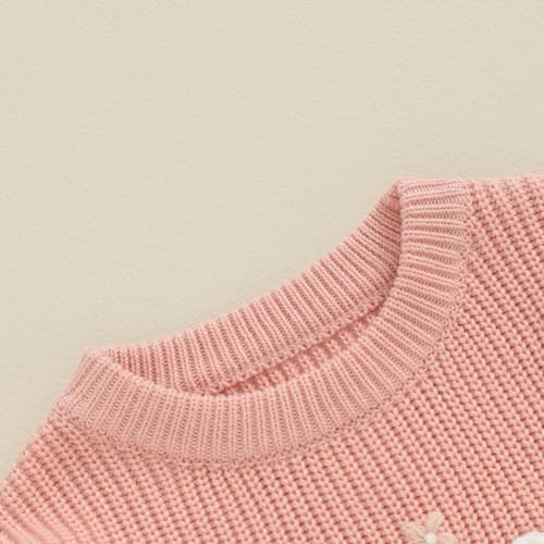 Amnnchya Toddler Infant Baby Girl Knit Sweater Big Sister Little Sister Matching Outfits Long Sleeve Pullover Sweatshirt (Pink, 18-24 Months) - Image 5