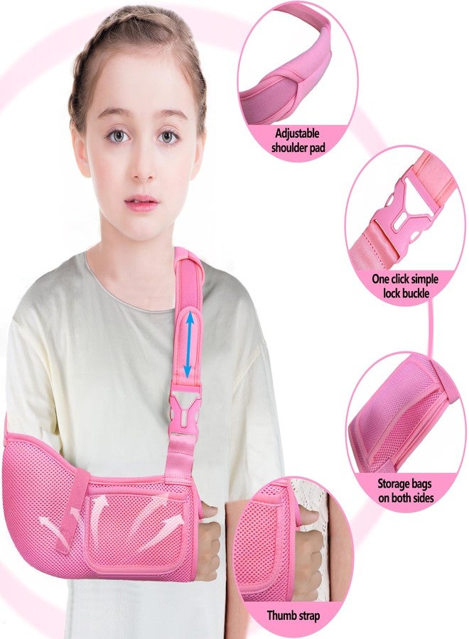 VISKONDA Kids Arm Sling,Mesh Medical Sling with Adjustable Shoulder Pad,Breathable Children Arm Support Shoulder Immobilizer Brace for Elbow,Wrist Injury,Torn Rotator Cuff,Post-Surgery(Pink,X-Small) - Image 2