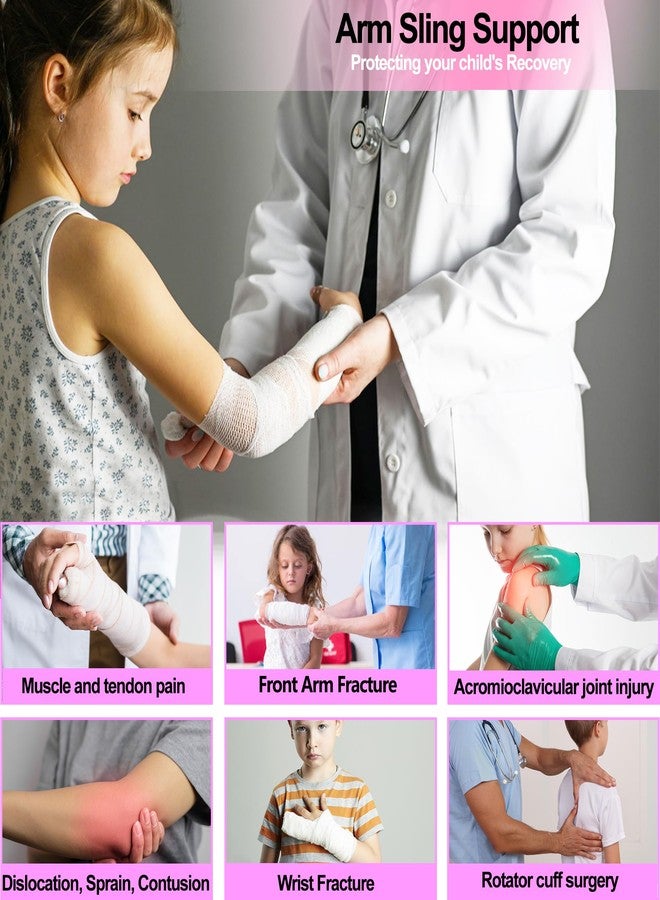 VISKONDA Kids Arm Sling,Mesh Medical Sling with Adjustable Shoulder Pad,Breathable Children Arm Support Shoulder Immobilizer Brace for Elbow,Wrist Injury,Torn Rotator Cuff,Post-Surgery(Pink,X-Small) - Image 4