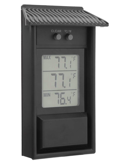 Digital Greenhouse Thermometer with Hook up ℃ or ℉ Display Maximum and Minimum Temperature Monitoring with memory function for Garden Greenhouse Indoor Room Home Refrigerator Greenhouse Black