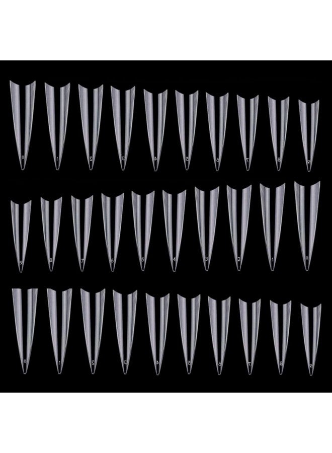 BTYMS 600Pcs Stiletto Nail Tips For Acrylic Nails Long False Nails Clear Fakes Nails Half Cover False Nail Tips - Image 1