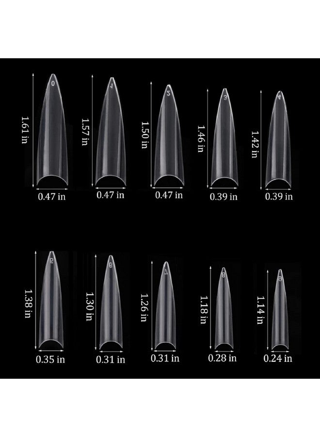 BTYMS 600Pcs Stiletto Nail Tips For Acrylic Nails Long False Nails Clear Fakes Nails Half Cover False Nail Tips - Image 2