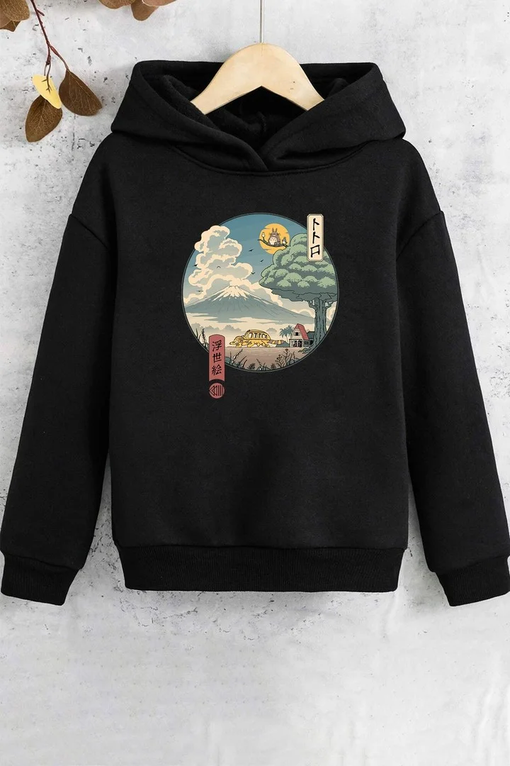 ONLYTRENDWEAR Kids Neighbors Ukiyo E Printed Sweatshirt 3-4 Years Old Black