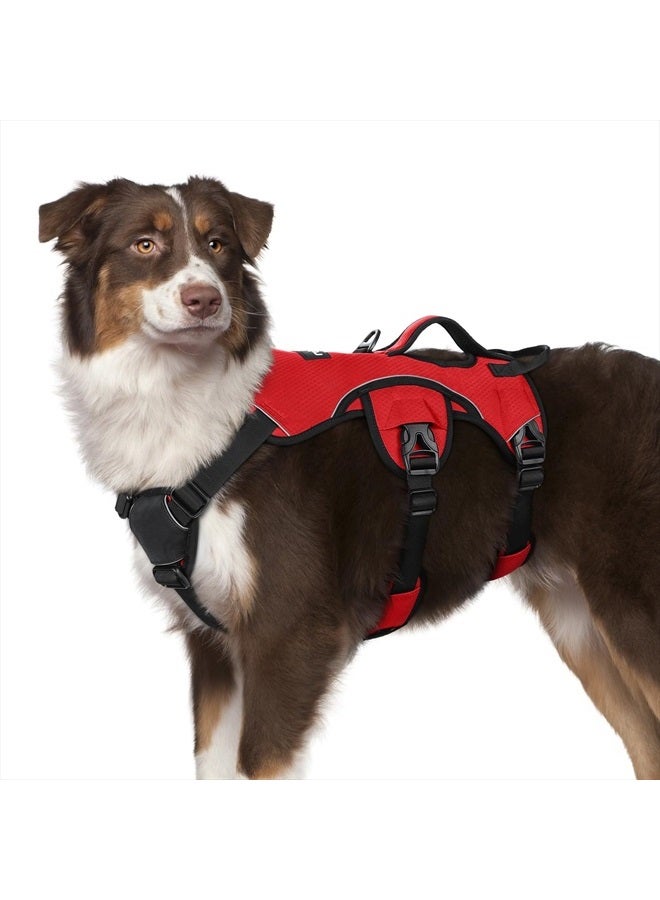 Rabbitgoo Escape Proof Dog Harness, Soft Padded Full Body Pet Harness, Reflective Adjustable No Pull Vest with Lift Handle and Leash Clip for Large Dogs Walking Hiking Training, M, Red - Image 1