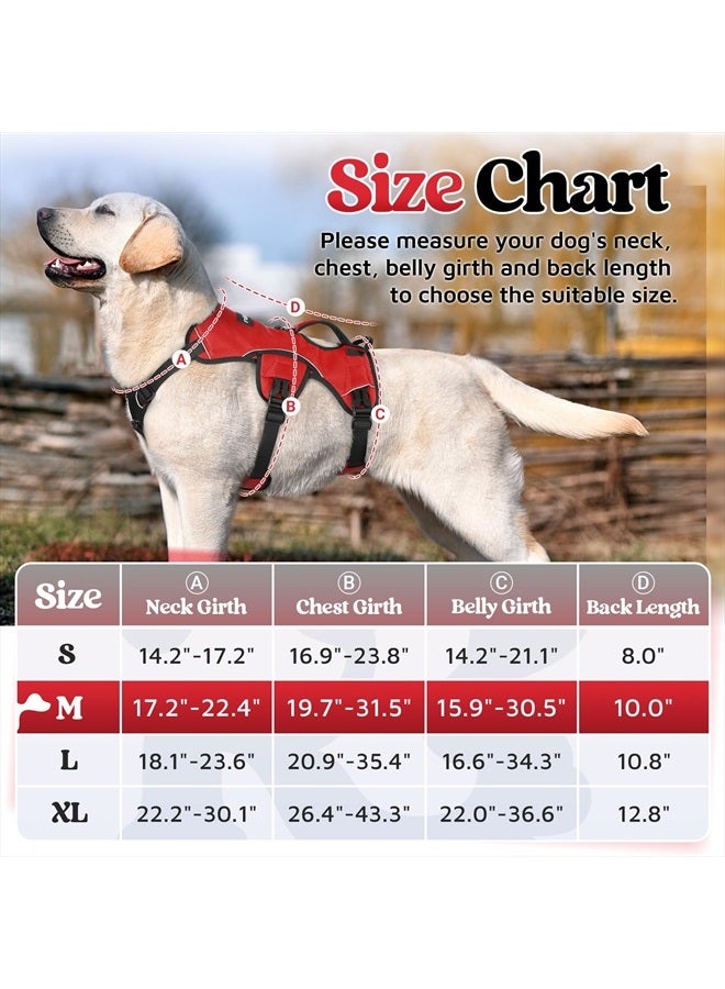 Rabbitgoo Escape Proof Dog Harness, Soft Padded Full Body Pet Harness, Reflective Adjustable No Pull Vest with Lift Handle and Leash Clip for Large Dogs Walking Hiking Training, M, Red - Image 3