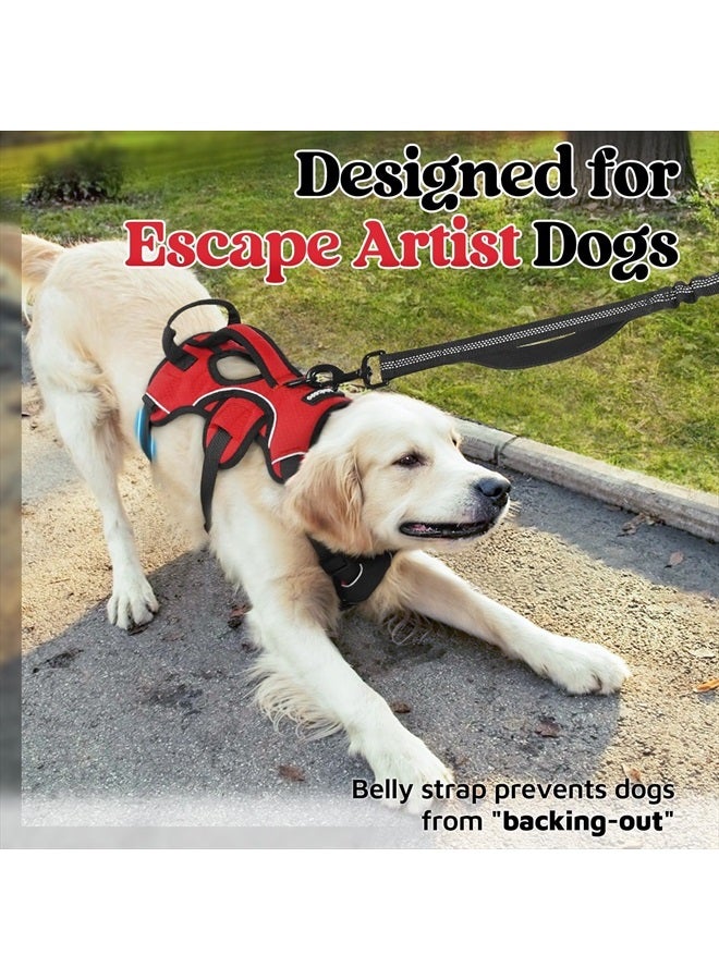 Rabbitgoo Escape Proof Dog Harness, Soft Padded Full Body Pet Harness, Reflective Adjustable No Pull Vest with Lift Handle and Leash Clip for Large Dogs Walking Hiking Training, M, Red - Image 2