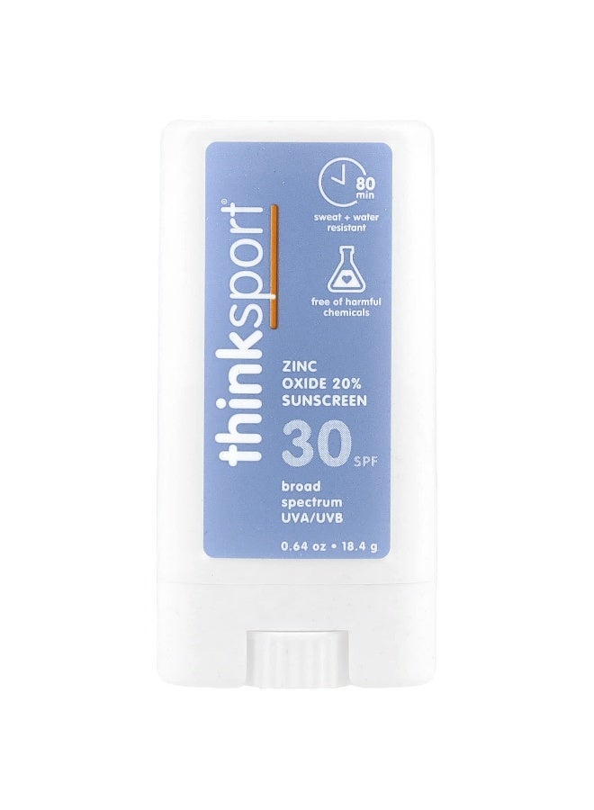 think! think, Sport®, Zinc Oxide 20% Sunscreen Stick, SPF 30, Fragrance Free, 0.64 oz (18.4 g) - Image 1