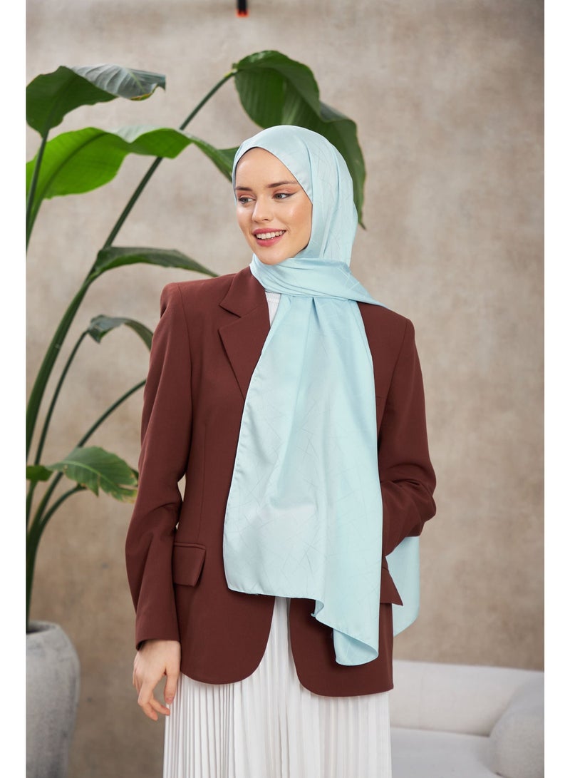 Soft Silky Jacquard Hijab Shawl in Baby-Blue – Cotton-Viscose Blend with Soft Pattern - Image 1