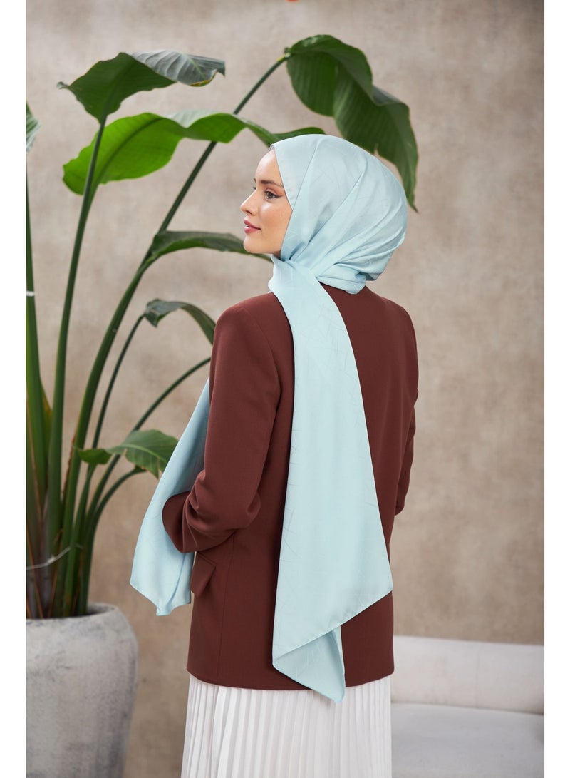Soft Silky Jacquard Hijab Shawl in Baby-Blue – Cotton-Viscose Blend with Soft Pattern - Image 5