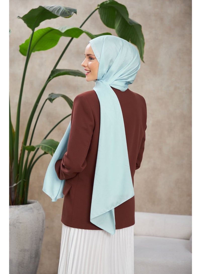 Soft Silky Jacquard Hijab Shawl in Baby-Blue – Cotton-Viscose Blend with Soft Pattern - Image 3