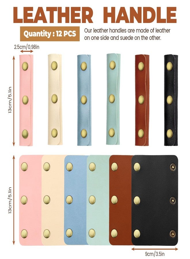 Realand 12 Pack Handbag Handle Wrap with 3 Snaps, Leather & Suede Bag Handle Wrap Purse Grip Cover Protector for Tote Wallet - Image 2