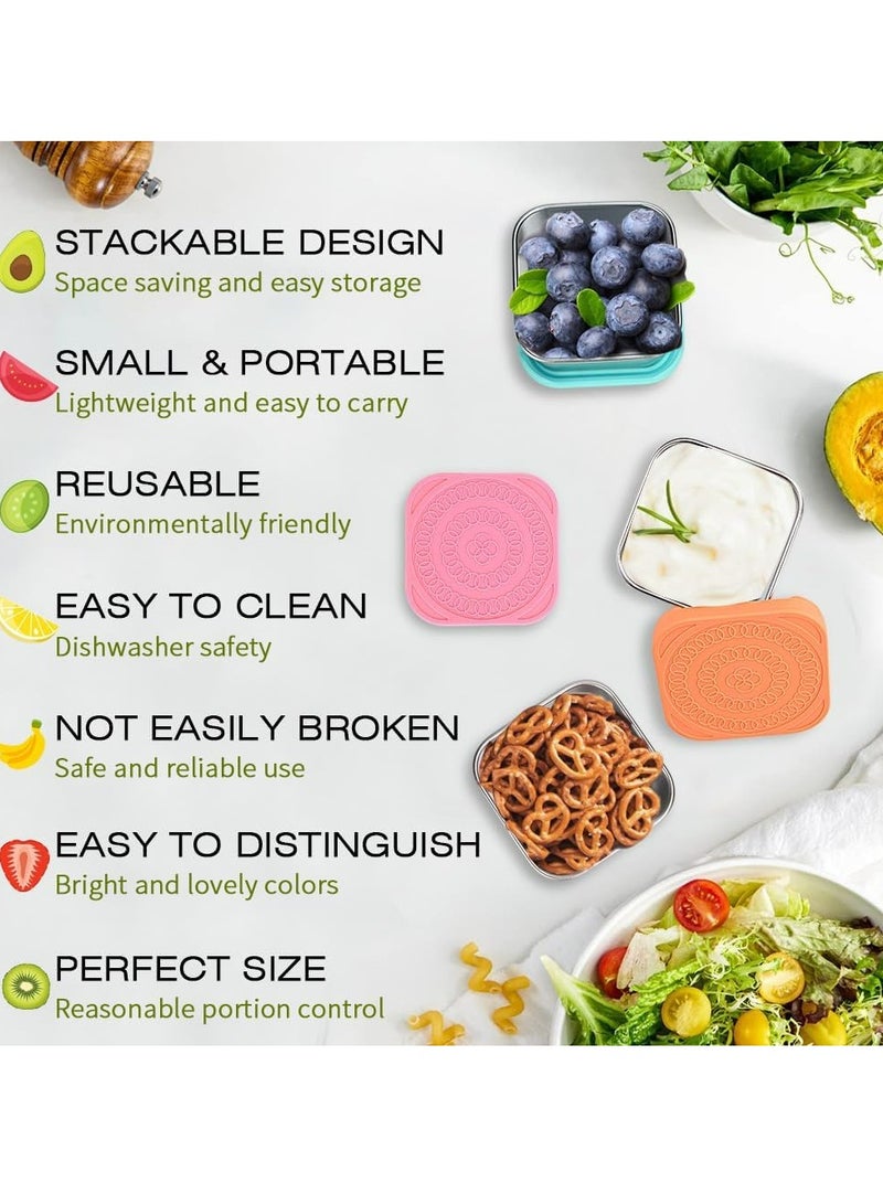 Loquat 6oz Metal Snack Food Storage Containers with Lids，Toddler Lunch Box for School and Travel - Image 4