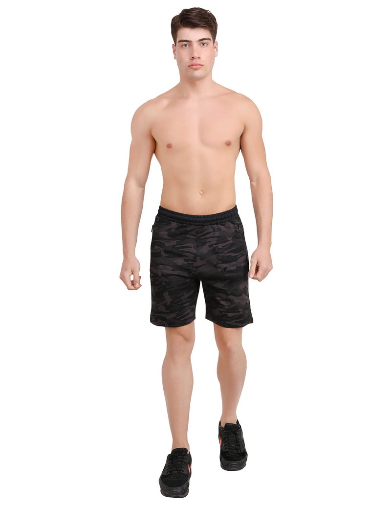 GYMIFIC Men’s Summer Camo Gym Shorts | Lightweight, Stretchable Workout Shorts with Zipper Pockets | Ideal for Gym, Running, Walking, Sports & Activewear(XL, Army Grey) - Image 5