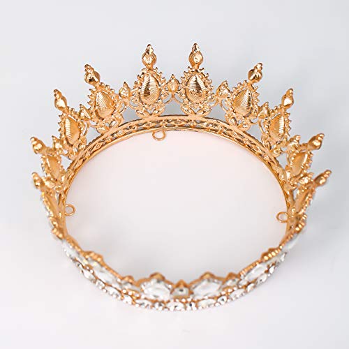 FORSEVEN Queen Crown Rhinestone Wedding Crowns and Tiaras for Women Costume Party Hair Accessories Princess Birthday Crown Crystal Bridal Crown (Gold+White) - Image 5