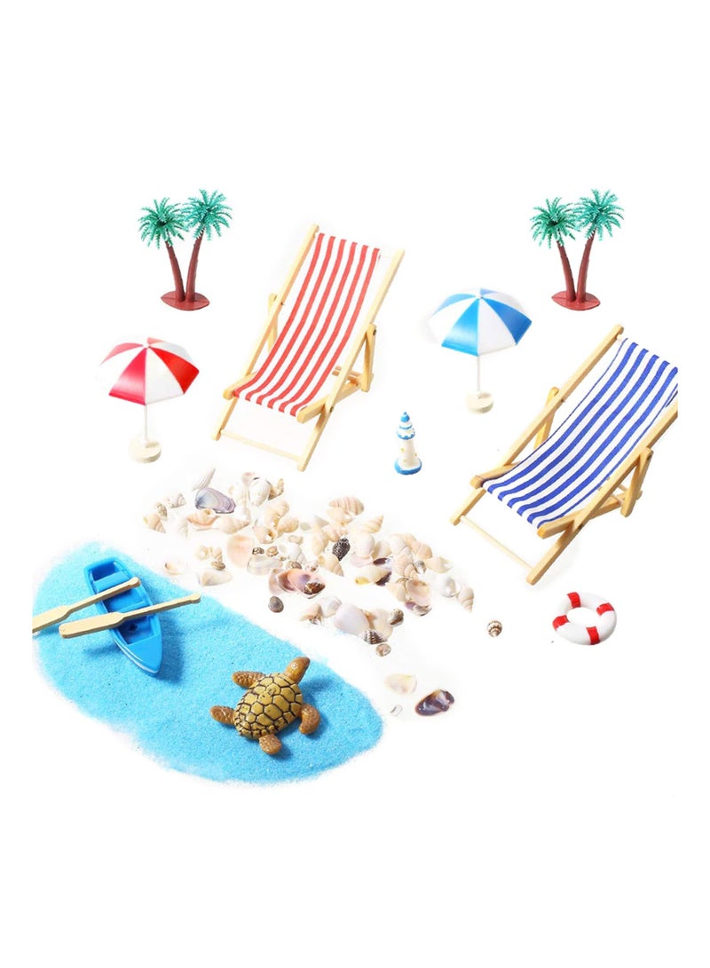 SYOSI 15 Pcs Micro Landscape Miniature Decorations Beach Miniature Decoration Ornaments Small Beach Chair Model Parasol Small Palm Tree Decorative Accessories for DIY Zen Garden Decoration  - Image 5
