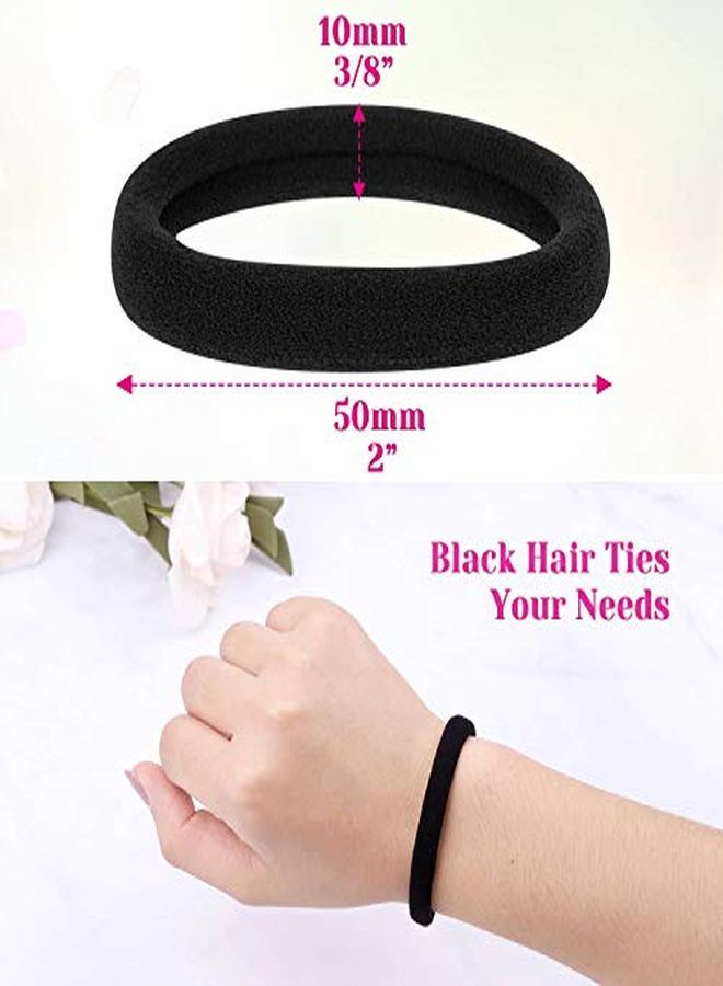 anezus 50 Pcs Thick Black Hair Ties Large Elastics Bulk Hair Ties Stretch Hair Bands Ponytail Holders For Thick Heavy And Curly Hair - Image 4