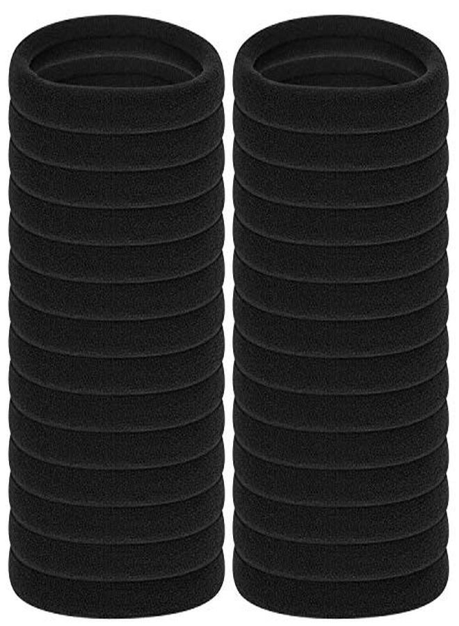 anezus 50 Pcs Thick Black Hair Ties Large Elastics Bulk Hair Ties Stretch Hair Bands Ponytail Holders For Thick Heavy And Curly Hair - Image 1