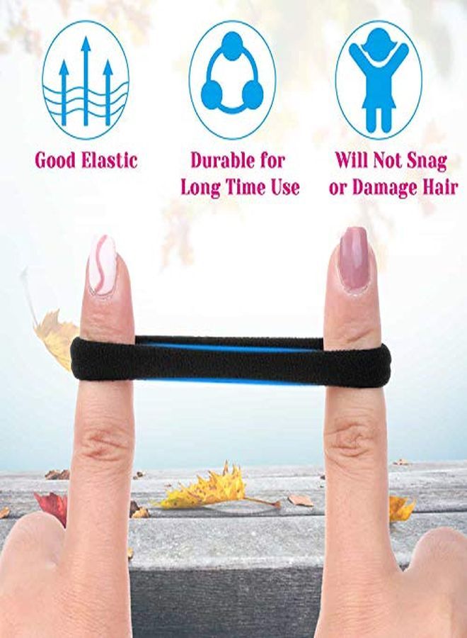 anezus 50 Pcs Thick Black Hair Ties Large Elastics Bulk Hair Ties Stretch Hair Bands Ponytail Holders For Thick Heavy And Curly Hair - Image 3
