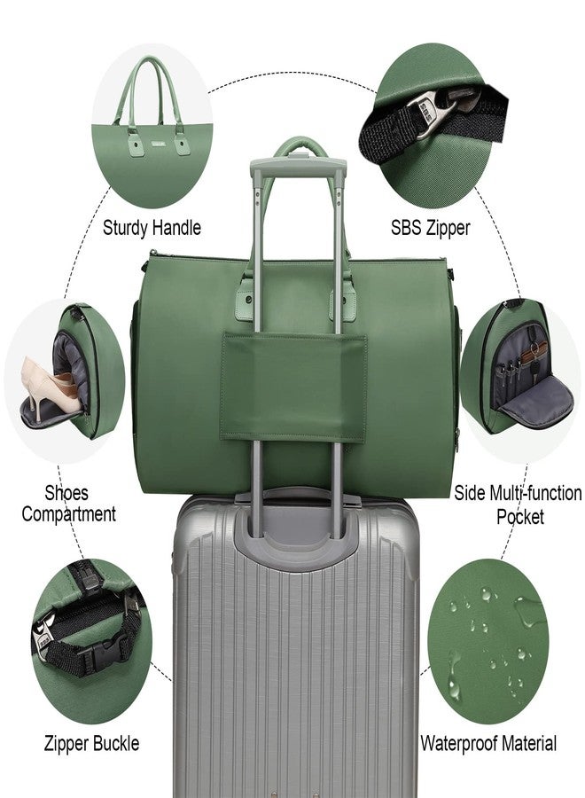 Modoker Convertible Garment Bags for Travel, Carry on Garment Duffel Bag for Women Men Weekender - 2 in 1 Hanging Suitcase Suit Travel Bags, Green - Image 4