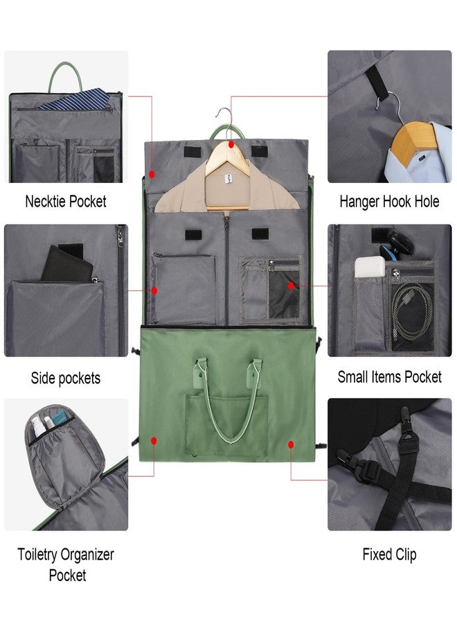 Modoker Convertible Garment Bags for Travel, Carry on Garment Duffel Bag for Women Men Weekender - 2 in 1 Hanging Suitcase Suit Travel Bags, Green - Image 3