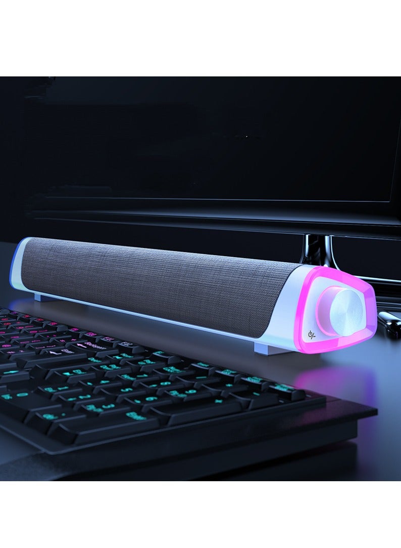 4D Computer Speaker Bar Stereo Sound Subwoofer Bluetooth Speaker For Macbook Laptop Notebook PC Music Player Wired Loudspeaker(White)  - Image 1
