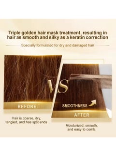 PURC 70g 24k Gold Nourishing Hair Mask Deeply Nourishing Repair Split Ends Soft and Smooths Frizz Hair Treatment Mask for Dry and Damaged Hair Moisturizing Nourishes Protect Keratin Hair Cream  - Image 3