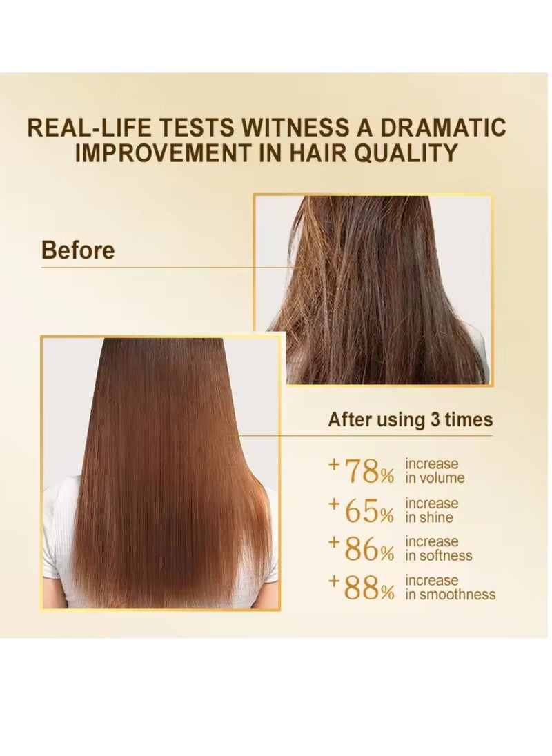 PURC 70g 24k Gold Nourishing Hair Mask Deeply Nourishing Repair Split Ends Soft and Smooths Frizz Hair Treatment Mask for Dry and Damaged Hair Moisturizing Nourishes Protect Keratin Hair Cream  - Image 5